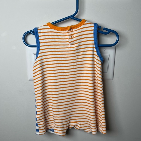 Buster Brown Orange and Blue Striped Romper Monkey Theme 6-9 Months - Picture 4 of 5